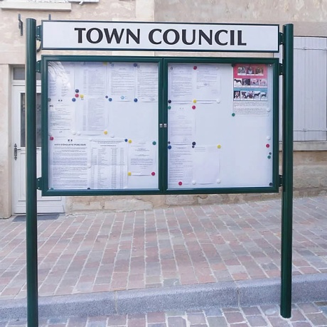 Mistral 2 Door Post Mounted Noticeboard with Printed Header